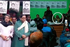 নৌকার নির্বাচনী প্রচারণায় সহকারী প্রিজাইডিং অফিসার তপন চক্রবর্তী