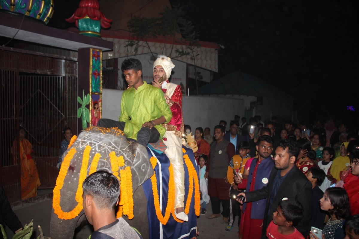 কুমারখালীতে দাদুর ইচ্ছেতে হাতির পিঠে চড়ে যুবকের বিয়ে
