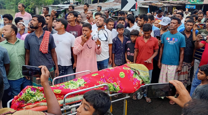 কুষ্টিয়ার ভাদালিয়া বাজারে শেখম আলীর লাশ নিয়ে মানববন্ধন
