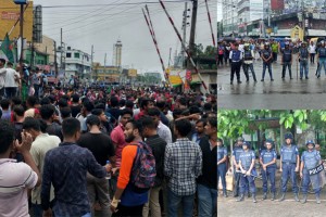 কুষ্টিয়া-ঝিনাইদহ মহাসড়ক অবরোধ করে শিক্ষার্থীদের বিক্ষোভ