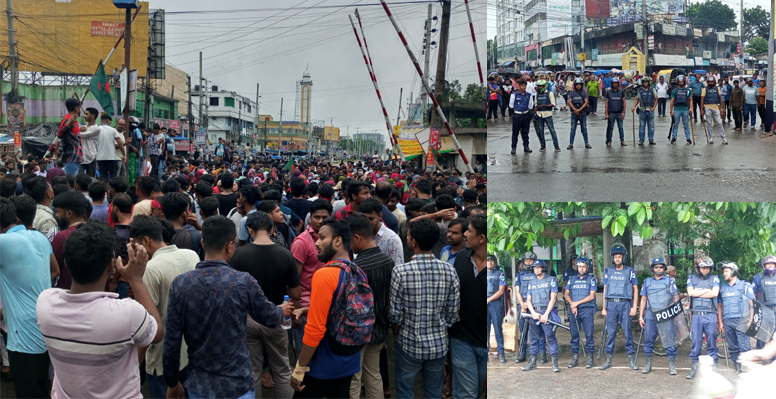 কুষ্টিয়া-ঝিনাইদহ মহাসড়ক অবরোধ করে শিক্ষার্থীদের বিক্ষোভ