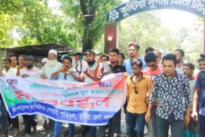 চিনিকল চালুর দাবি এ্যাড. শামিম উল হাসান অপুর মানববন্ধন ও বিক্ষোভ