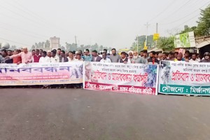 মিরপুরে মহাসড়ক অবরোধ করে বিক্ষোভ পদ্মার ভাঙনে দিশেহারা এলাকাবাসীর