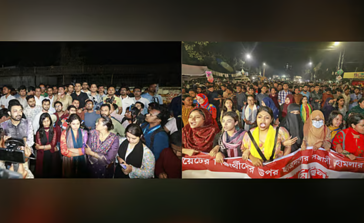 কুয়েটে হামলার ঘটনায় ঢাবিতে পাল্টাপাল্টি বিক্ষোভ
