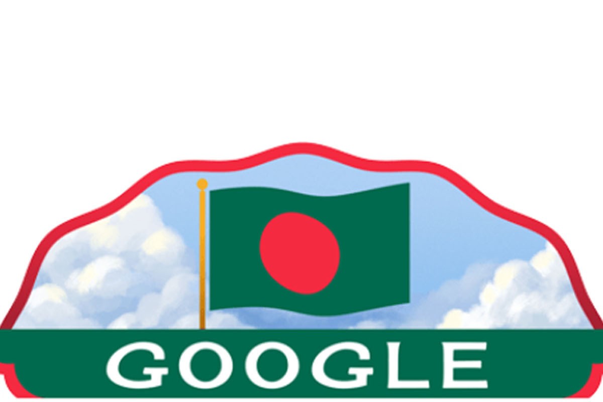 ডুডলে বাংলাদেশের লাল-সবুজ পতাকা