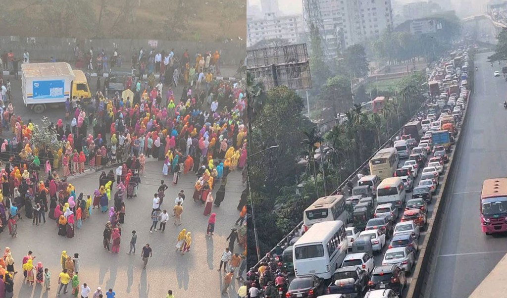অবরোধে ভয়াবহ যানজট, স্থবির রাজধানীর একাংশ 3 mnarisromik 1741588650 অবরোধে ভয়াবহ যানজট, স্থবির রাজধানীর একাংশ