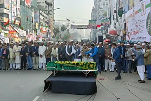 বিএনপি কার্যালয়ের সামনে জাহিদুলের জানাজা, ছাত্রদলের বিক্ষোভ মিছিল