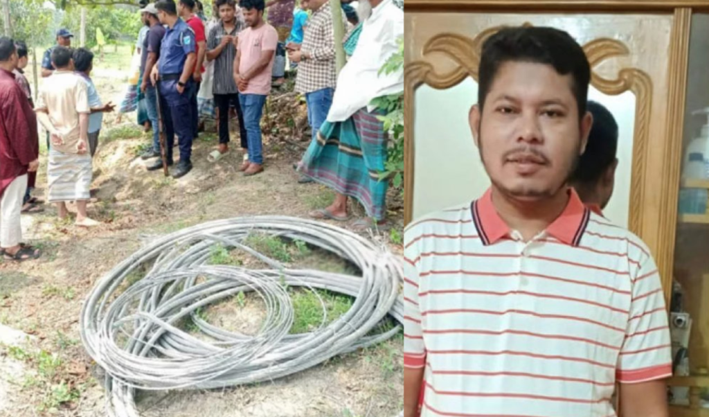 বৈদ্যুতিক তার চুরি 1745585912 চুরি হওয়া বৈদ্যুতিক তার মিললো যুবদল নেতার বাড়িতে