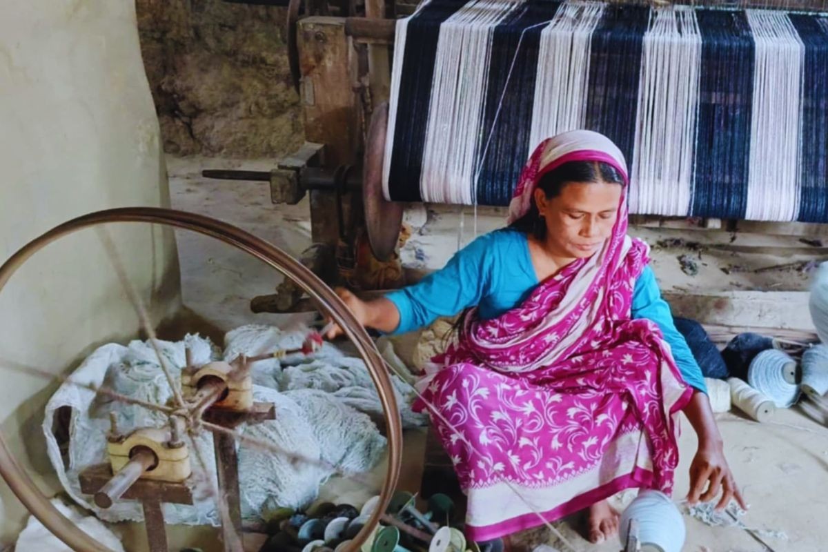 তাঁতের খট খট শব্দে মুখরিত শাঁওলের তাঁতপল্লী