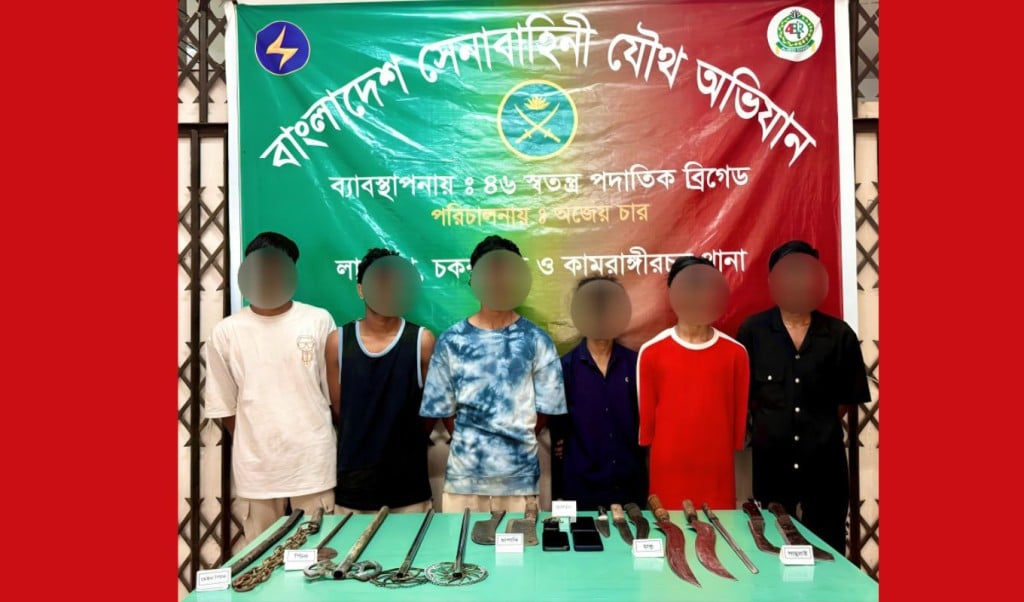 ধারালো অস্ত্রসহ ৬ জন কিশোর গ্যাং সদস্য গ্রেপ্তার 1748066141 ধারালো অস্ত্রসহ ৬ জন কিশোর গ্যাং সদস্য গ্রেপ্তার