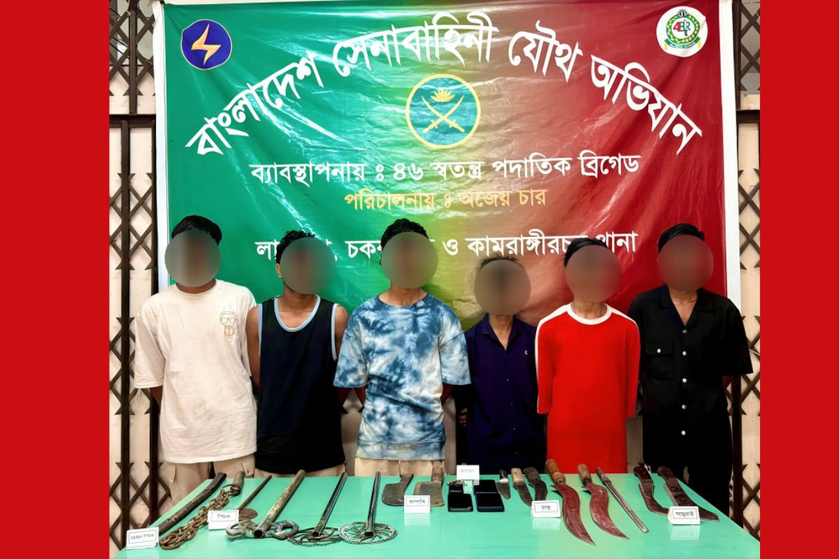 ধারালো অস্ত্রসহ ৬ জন কিশোর গ্যাং সদস্য গ্রেপ্তার