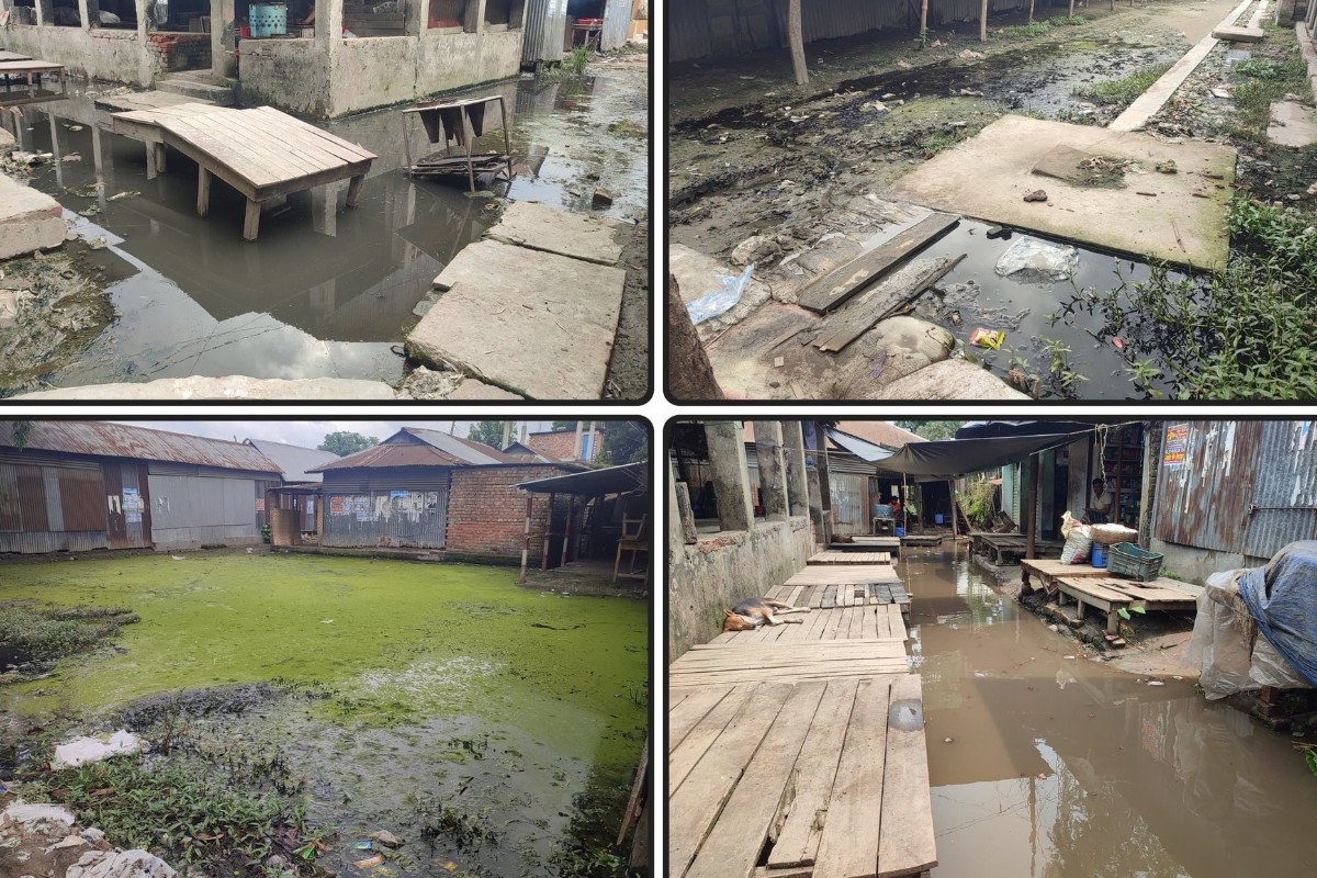 সরিষাবাড়ীতে নেই পানি নিষ্কাশনের ব্যবস্থা, সামান্য বৃষ্টিতে বাজারে জলাবদ্ধতা
