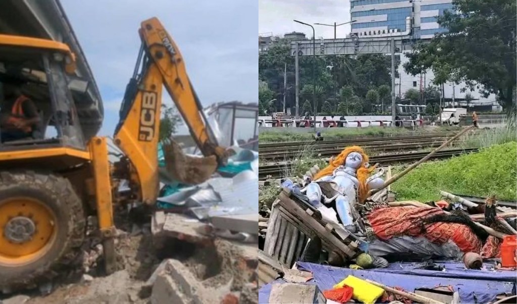 খিলক্ষেতে রেলের জমিতে মন্দির বুলডোজার দিয়ে গুড়িয়ে দিল কর্তৃপক্ষ 1750948621 খিলক্ষেতে রেলের জমিতে মন্দির, বুলডোজার দিয়ে গুড়িয়ে দিল কর্তৃপক্ষ
