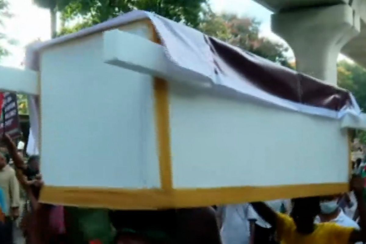 আসিফ নজরুলের প্রতীকী কফিন নিয়ে মিছিল, বিক্ষোভ