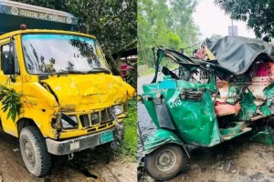 গাজীপুরে কাভার্ড ভ্যান-সিএনজি সংঘর্ষে মা-বাবা ও ছেলেসহ নিহত ৪