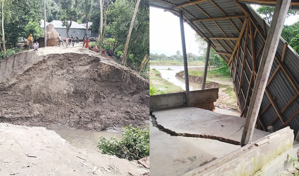 বগুড়ায় বন্যা নিয়ন্ত্রণ বাঁধ ধসে ১২ গ্রামের মানুষ চরম দুর্ভোগে 3 বাঁধ ধসে
