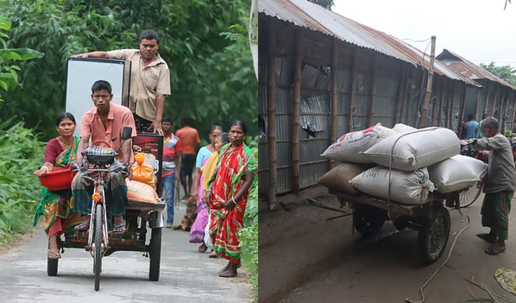 হামলার শিকার সনাতন পরিবার, আতঙ্কে ঘরবাড়ির মালামাল সরিয়ে নিচ্ছে 3 হামলা