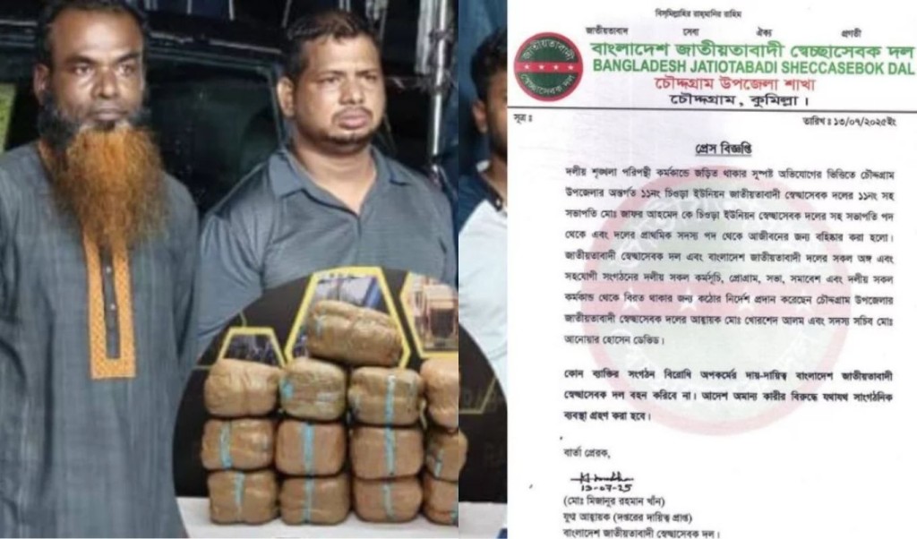 ৩৯ কেজি গাঁজাসহ স্বেচ্ছাসেবক দলের নেতা আটক, আজীবন বহিষ্কার 4 ৩৯ কেজি গাঁজাসহ স্বেচ্ছাসেবক দলের নেতা আটক আজীবন বহিষ্কার 1752421639 ৩৯ কেজি গাঁজাসহ স্বেচ্ছাসেবক দলের নেতা আটক, আজীবন বহিষ্কার