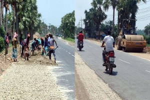 ‘মরণফাঁদ’ থেকে নিরাপদ সড়কে রূপান্তরের পথে নওগাঁর শহর বাইপাস সড়ক