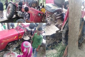 কিশোরগঞ্জে মসজিদের সামনে ট্রাক্টর দুর্ঘটনা, চালক আহত