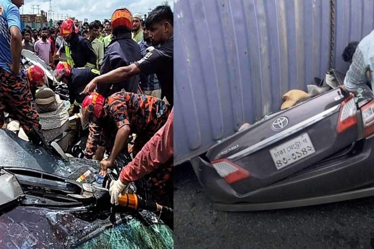 কুমিল্লায় প্রাইভেটকারের ওপর উল্টে পড়ল কাভার্ডভ্যান, নিহত ৪