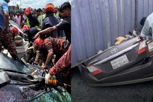 কুমিল্লায় প্রাইভেটকারের ওপর উল্টে পড়ল কাভার্ডভ্যান, নিহত ৪