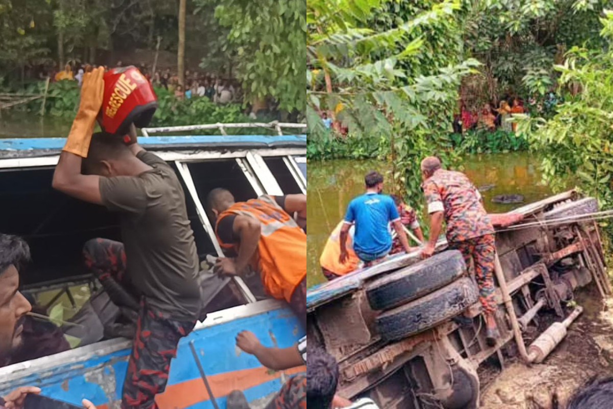শেরপুরে বাস পুকুরে পড়ে নিখোঁজ শিশুর মরদেহ উদ্ধার
