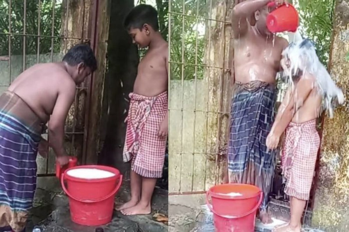 স্ত্রীকে তালাক দিয়ে ছেলেকে নিয়ে দুধ দিয়ে গোসল