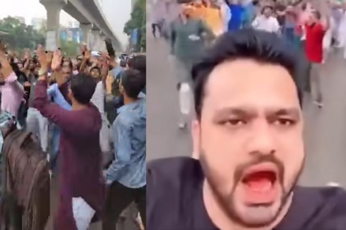 এনসিপি’র কার্যালয়ের সামনে আওয়ামী লীগের মিছিল
