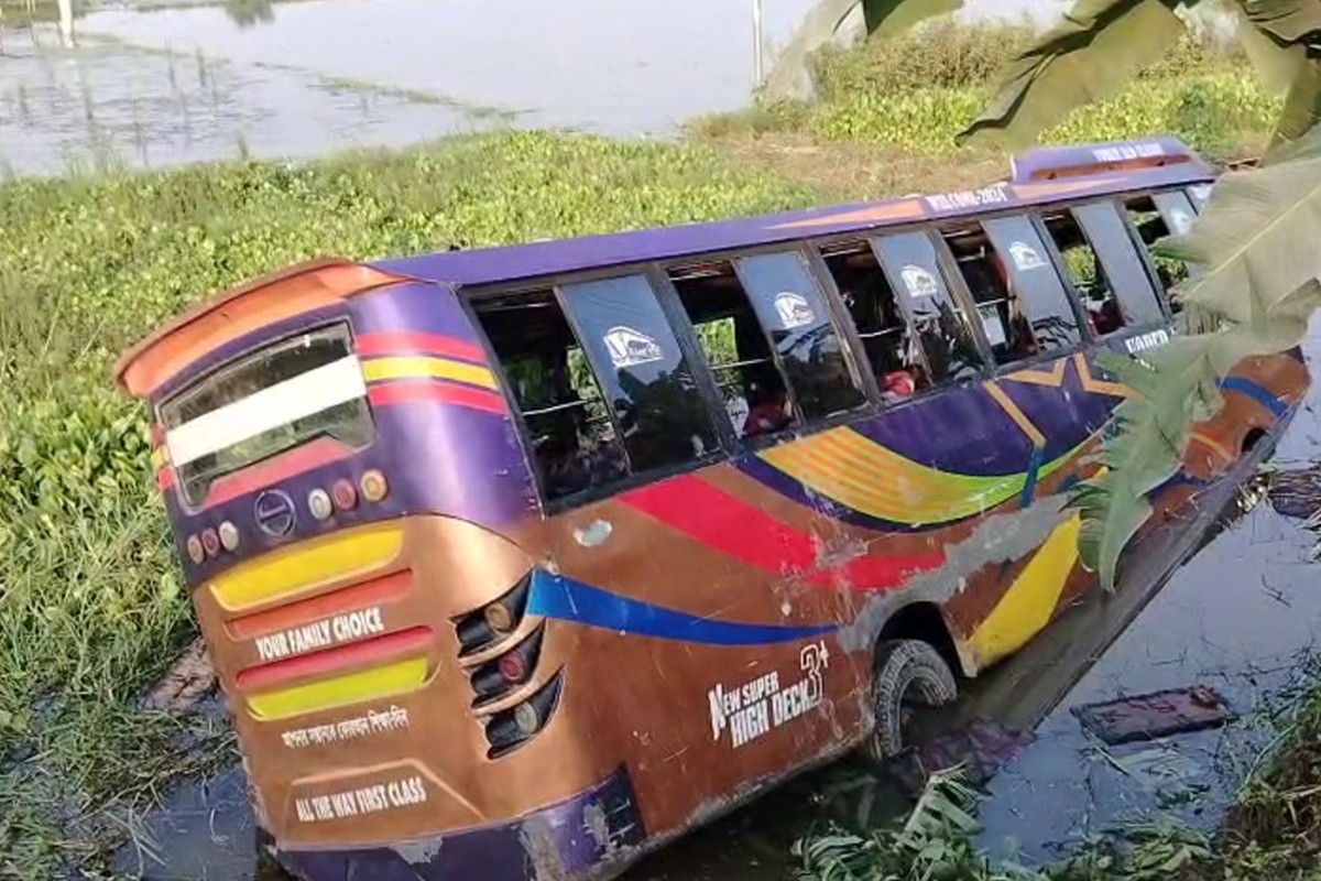 ফরিদপুরে বাস খাদে পড়ে ১০ যাত্রী আহত