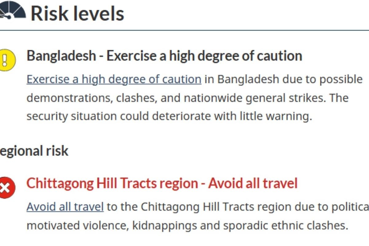 বাংলাদেশ ভ্রমণে উচ্চমাত্রার সতর্কতা জারি করল কানাডা