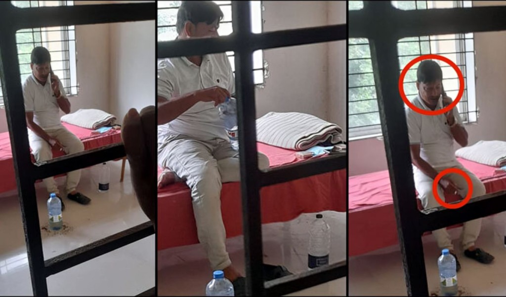 বিছানায় শুয়ে সিগারেট হাতে হাজতখানায় বিএনপির নেতা 1758171468 'ভিআইপি' বিছানায় সিগারেট হাতে হাজতখানায় বিএনপির নেতা