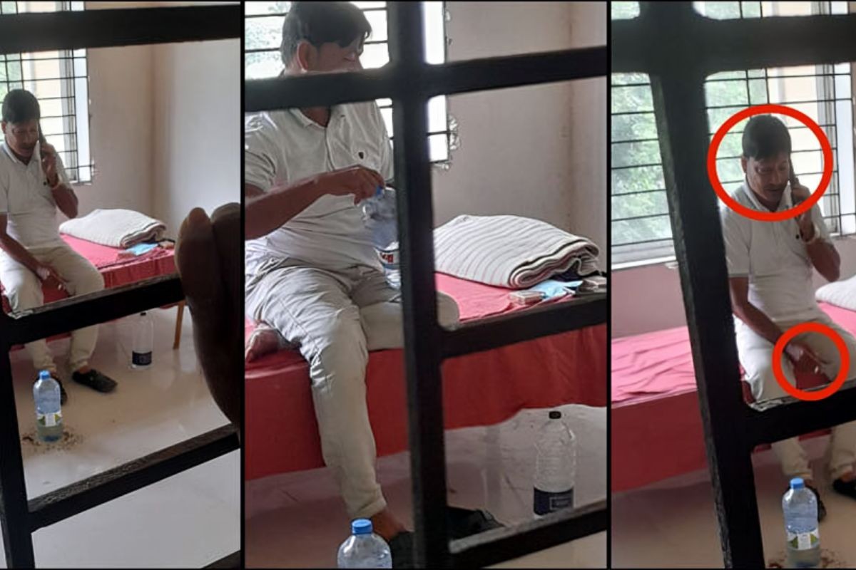 ‘ভিআইপি’ বিছানায় সিগারেট হাতে হাজতখানায় বিএনপির নেতা