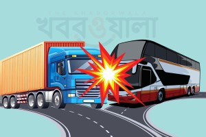 মহাসড়কে যাত্রীবাহী বাস-ট্রাক মুখোমুখি সংঘর্ষে নিহত ১, আহত ১০