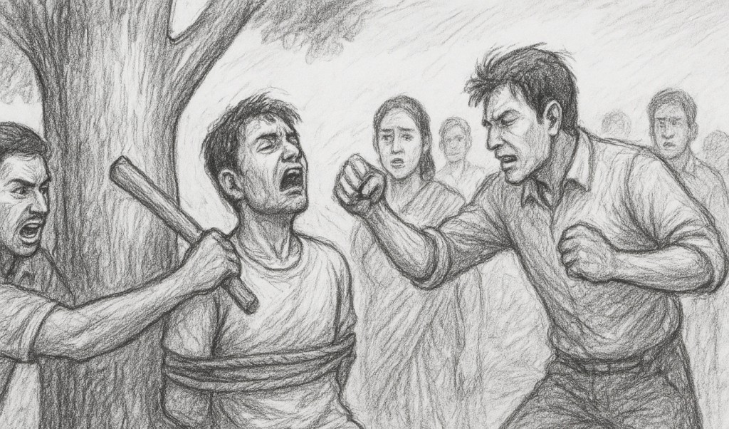 মুরগি চুরির অপবাদে যুবককে গাছে বেঁধে নির্যাতন 4 মুরগি চুরির অপবাদে যুবককে গাছে বেঁধে নির্যাতন 1759675759 মুরগি চুরির অপবাদে যুবককে গাছে বেঁধে নির্যাতন