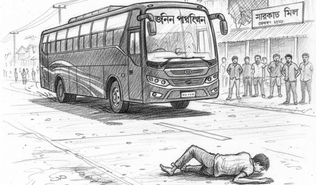 বাসচাপায় প্রাণ গেল পথচারীর 1763114820 সিরাজগঞ্জে বাসচাপায় পথচারী নিহত