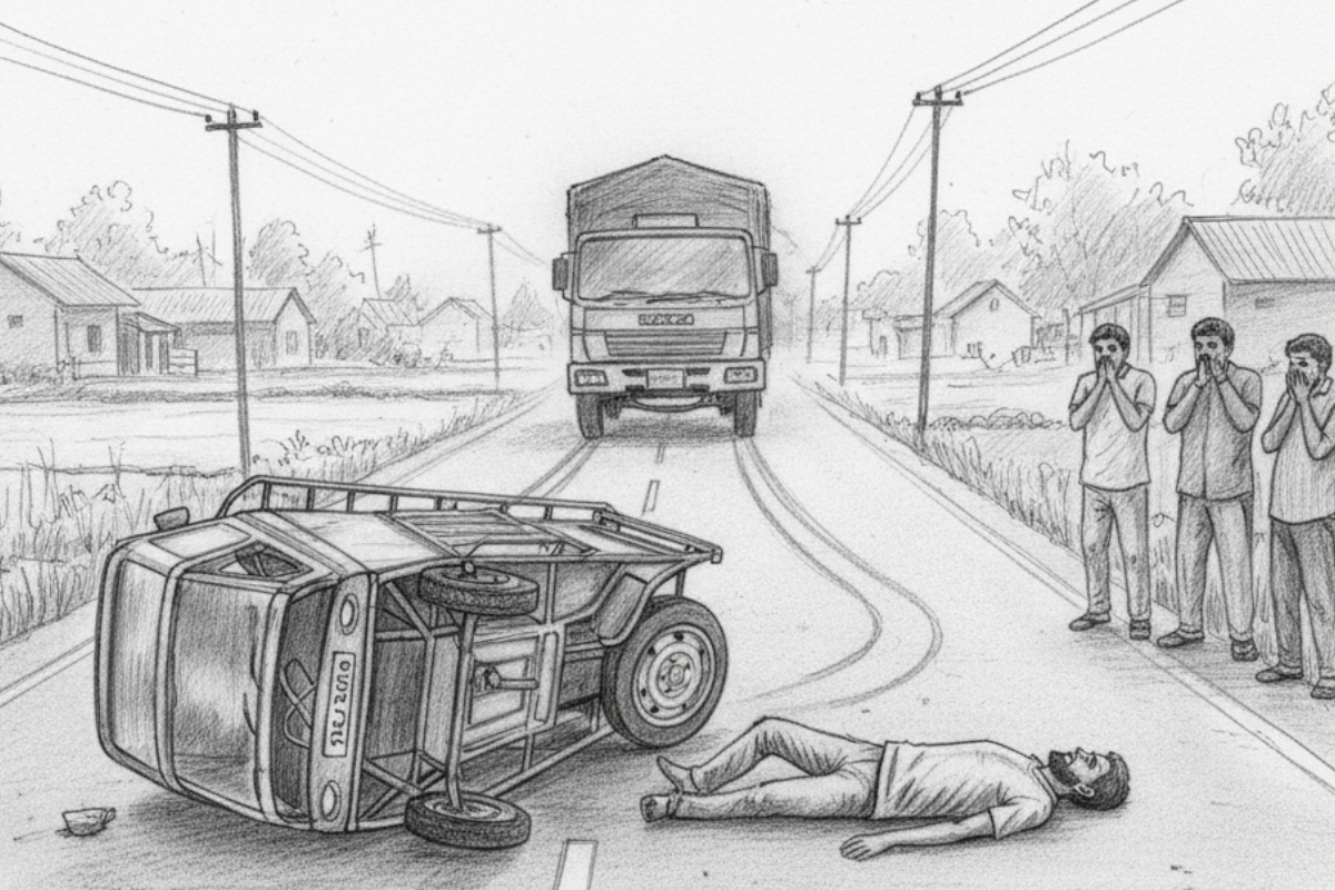 ভ্যানচাপায় পাখি শিকারির মর্মান্তিক মৃত্যু