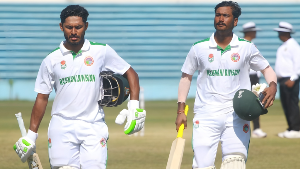 রাজশাহী ও ঢাকা ম্যাচ ড্র তানজিদ প্রিতমের দুর্দান্ত সেঞ্চুরির মুহূর্ত 1763477276 রাজশাহী ও ঢাকা ম্যাচ ড্র, তানজিদ-প্রিতমের দুর্দান্ত সেঞ্চুরির মুহূর্ত