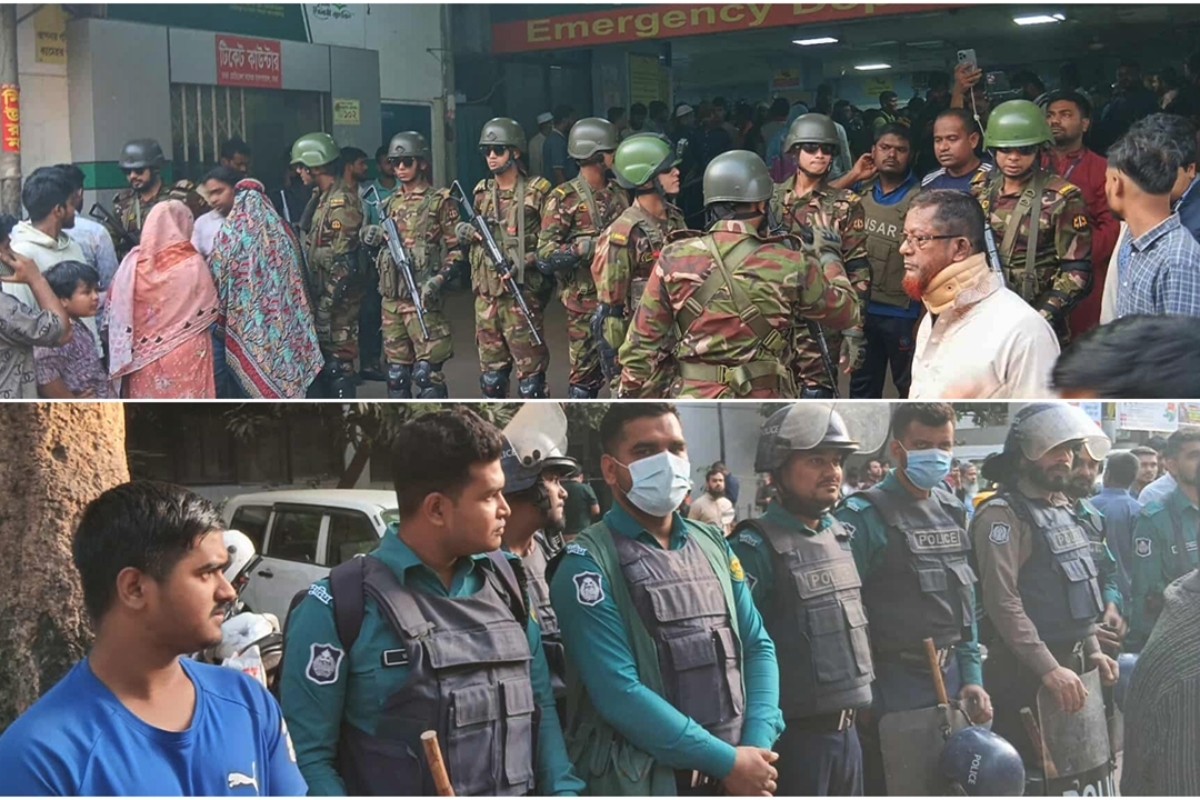 ওসমান হাদির গুলিবিদ্ধ হওয়ায় ঢামেকে সেনা মোতায়েন