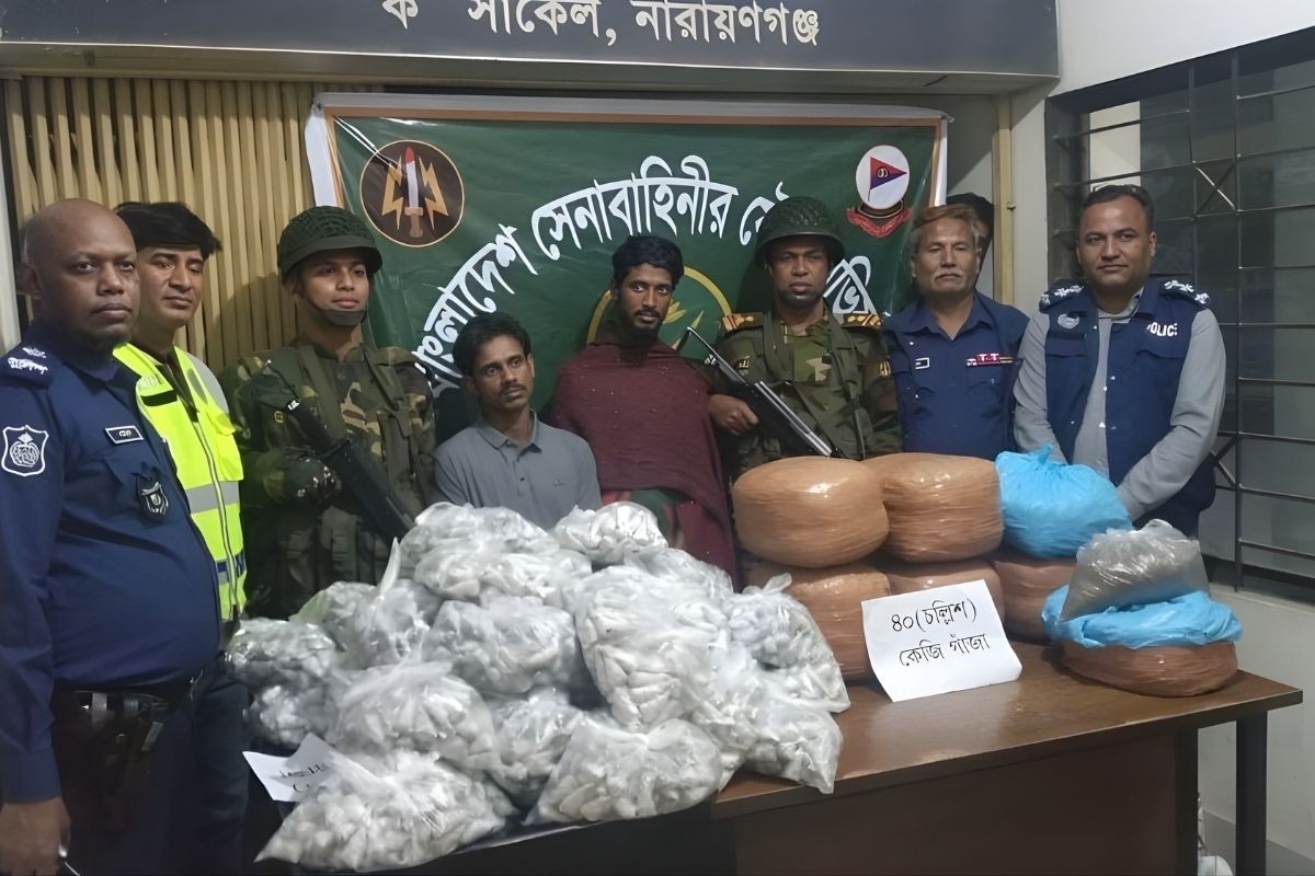 ৪০ কেজি গাঁজা উদ্ধার, দুই মাদক কারবারি গ্রেফতার