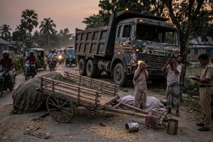 কটিয়াদীতে ট্রাকচাপায় কৃষক ও গরু নিহত