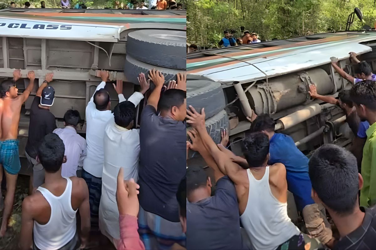 গাছের ধাক্কায় বাস উল্টে আহত কয়েকজন