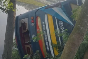 ঠুটিয়াপাকুরে বাস দুর্ঘটনায় নারী নিহত, আহত ১৫
