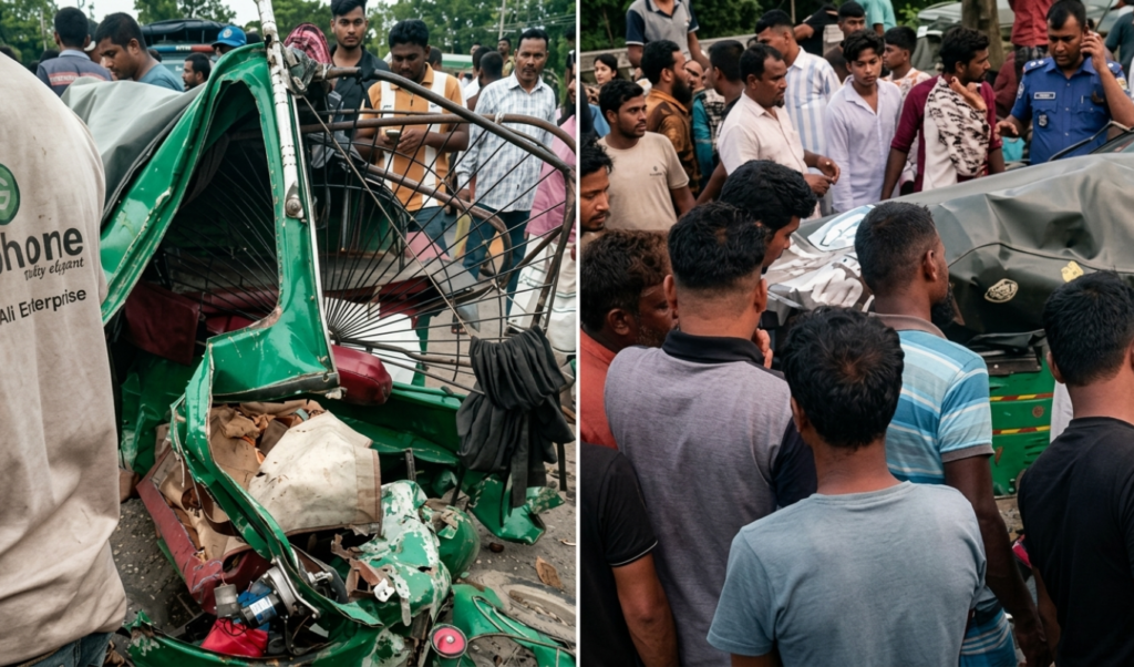সিরাজগঞ্জে বাসের ধাক্কায় সিএনজি উল্টে নিহত ৩ সিরাজগঞ্জে বাসের ধাক্কায় সিএনজি উল্টে নিহত ৩