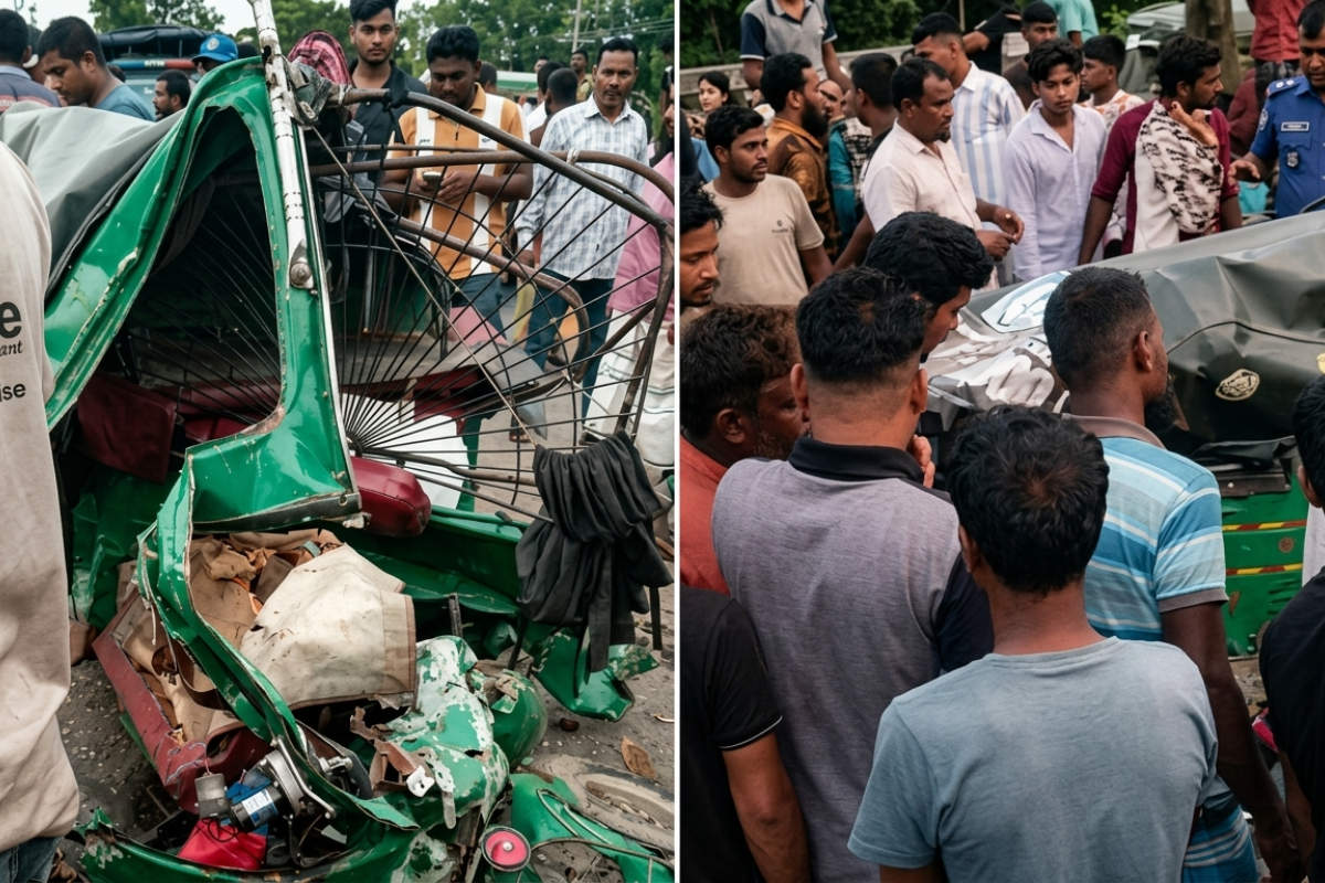 সিরাজগঞ্জে বাসের ধাক্কায় সিএনজি উল্টে নিহত ৩