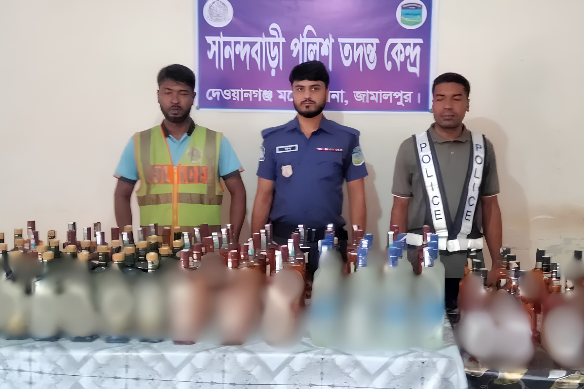 জামালপুরের দেওয়ানগঞ্জ সীমান্তে ১১০ বোতল ভারতীয় মদ উদ্ধার