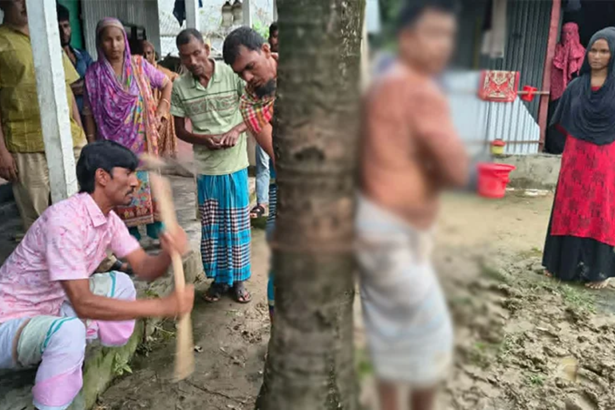 ধারের টাকা চাওয়ায় প্রবাসীকে গাছে বেঁধে নির্যাতন