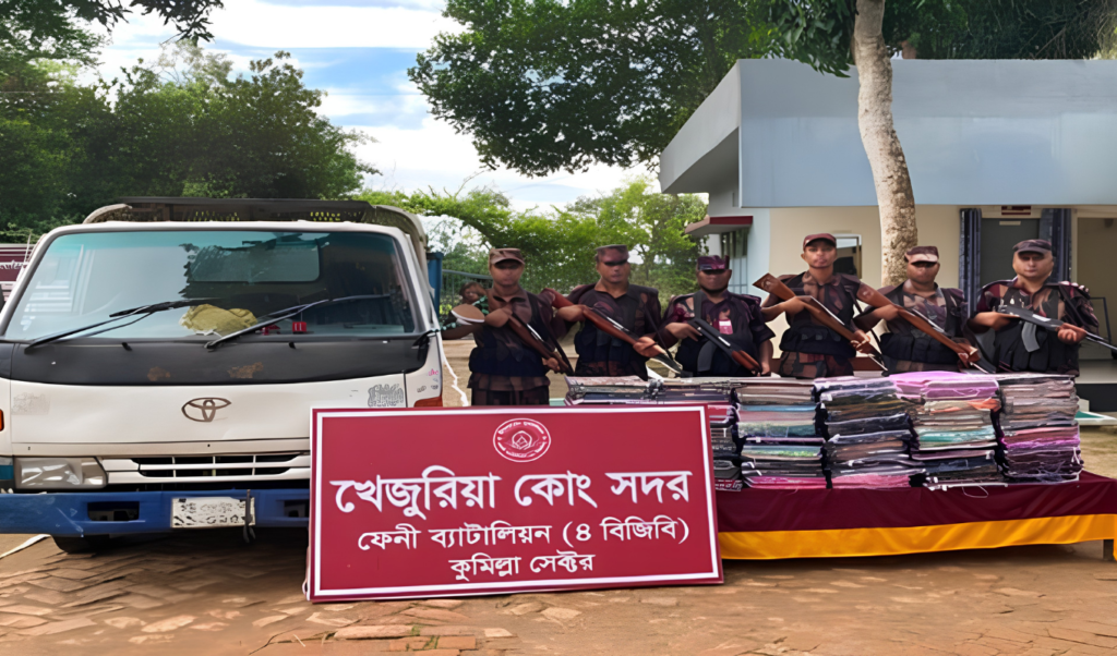 ফেনী সীমান্তে বিজিবির অভিযান ৬৮ লাখ টাকার চোরাই পণ্য ও ট্রাক জব্দ ফেনী সীমান্তে বিজিবির অভিযান: ৬৮ লাখ টাকার চোরাই পণ্য ও ট্রাক জব্দ