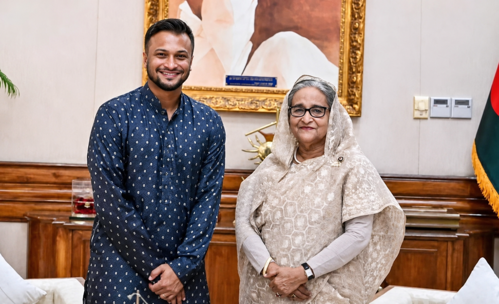 শেখ হাসিনাকে ‘অধিনায়ক সম্বোধন তার সঙ্গেই দেশে ফিরতে চান সাকিব শেখ হাসিনাকে ‘অধিনায়ক’ সম্বোধন, তার সঙ্গেই দেশে ফিরতে চান সাকিব