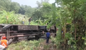 মুকসুদপুরে যাত্রীবাহী বাস খাদে পড়ে নিহত ৩, আহত অন্তত ৩০